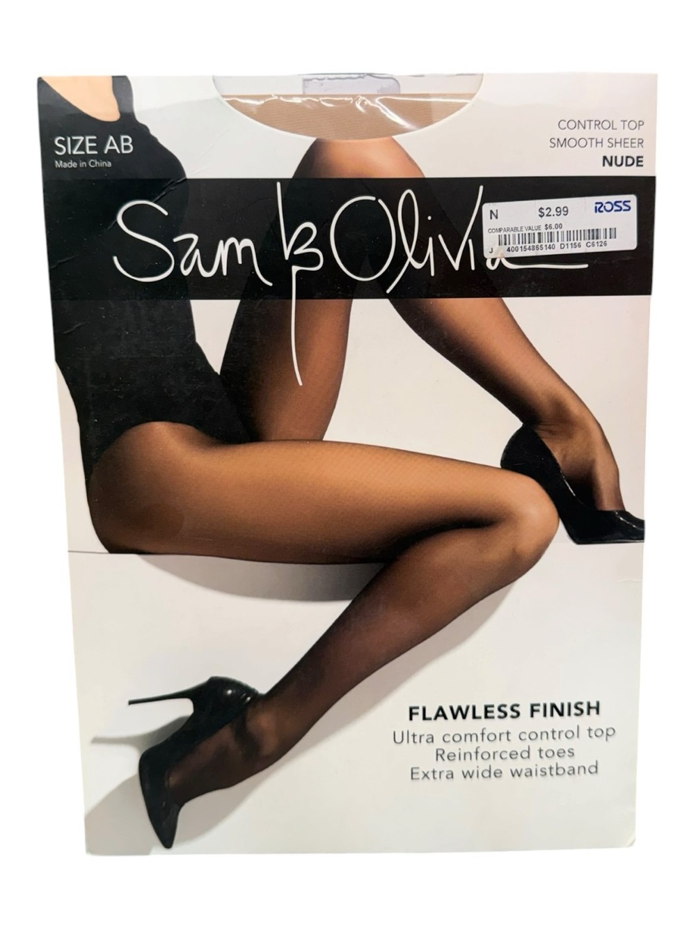 Sam & Olivia Flawless Finish Control Top Smooth Sheer Pantyhose Nude Size AB